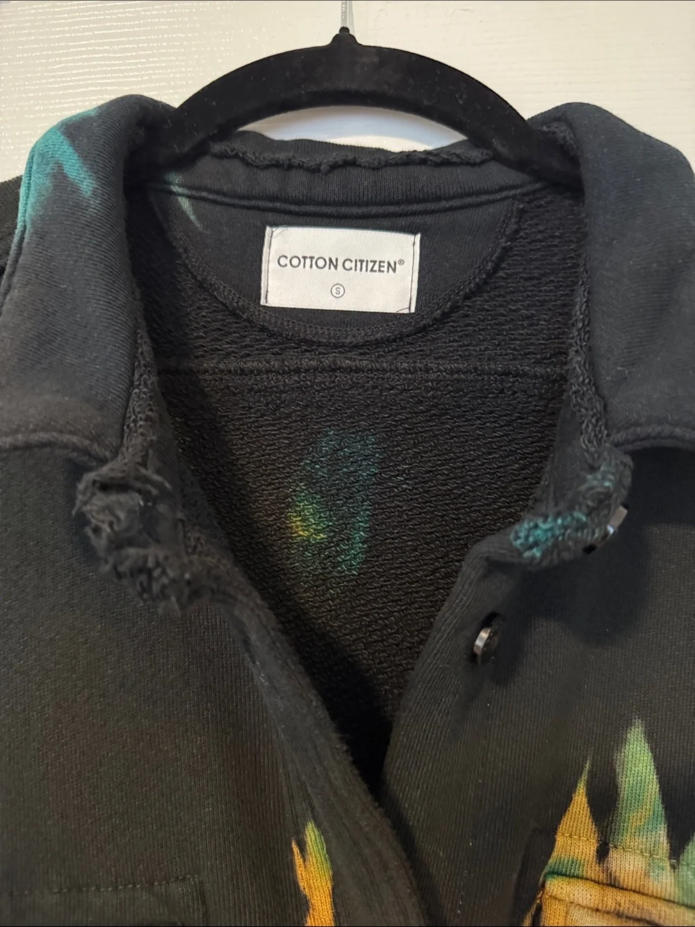 Cotton Citizen Brooklyn Tie-Dye Black Sweatshirt Button Down Women’s Size S - Picture 2 of 9